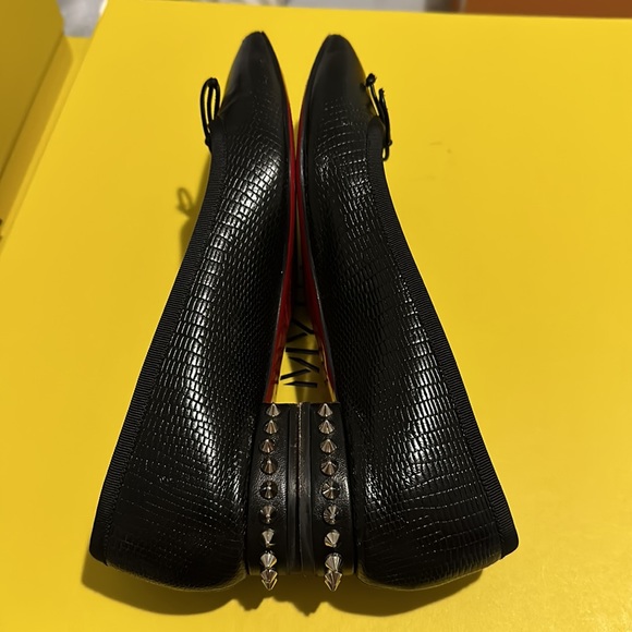 Louboutin Black Leather Spike Flats - Size 37 (US 7) - Picture 7 of 14